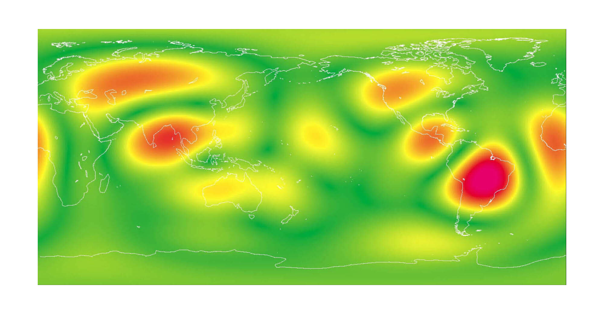 Annual variation of surface mass change from the monthly 5x5 harmonics (Ries 