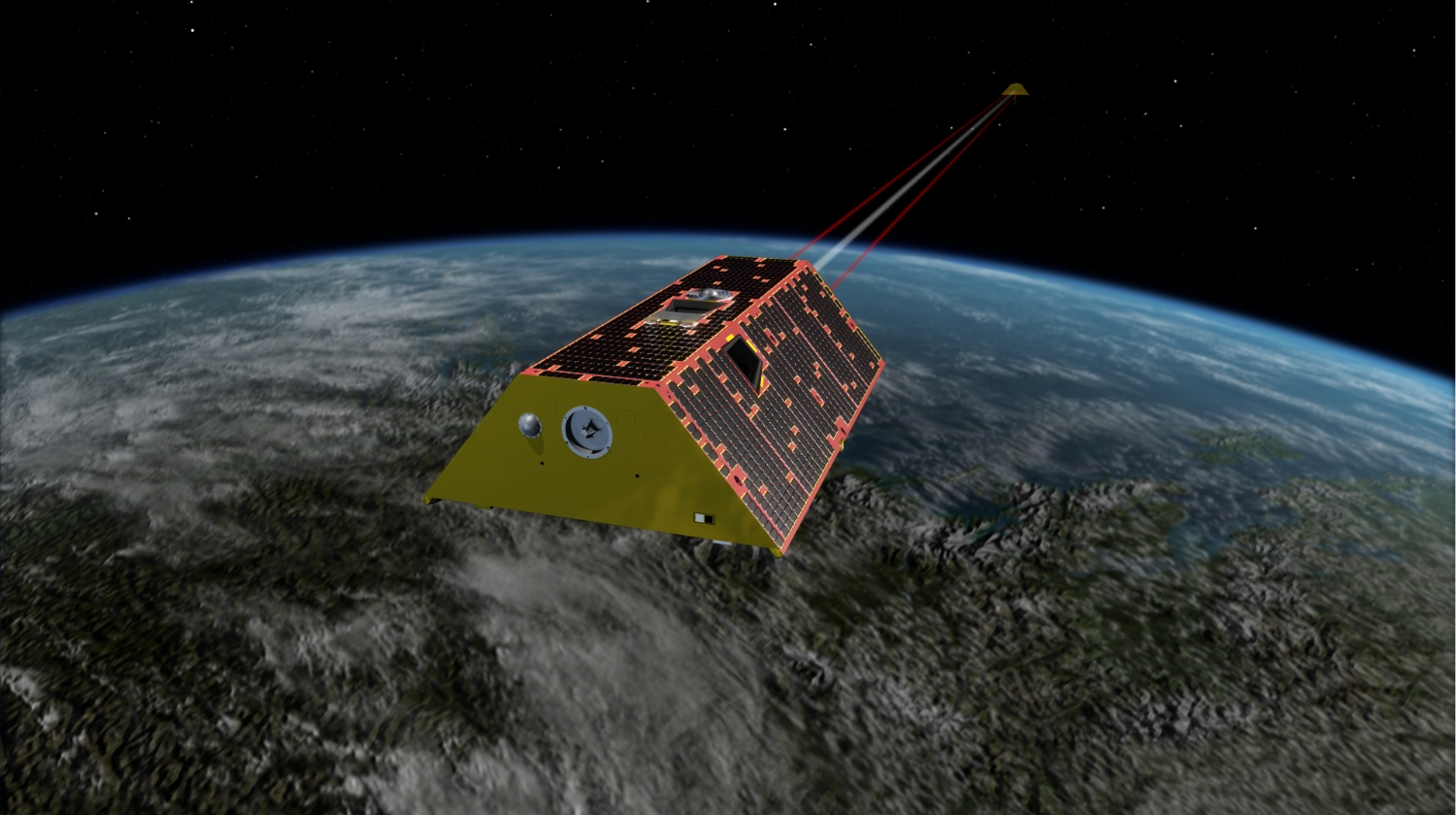  

GRACE satellites measure gravity as they orbit the planet to reveal shifting levels of water on the Earth (artist's concept).

NASA/JPL-Caltech
